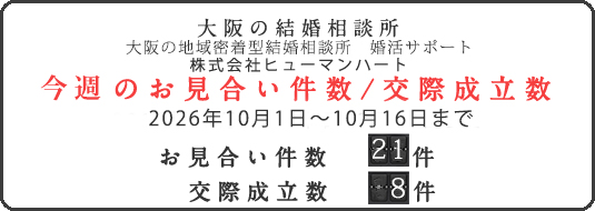 結婚相談所なら大阪の地域密着型結婚相談所 婚活サポート ヒューマンハートお見合い交際件数
